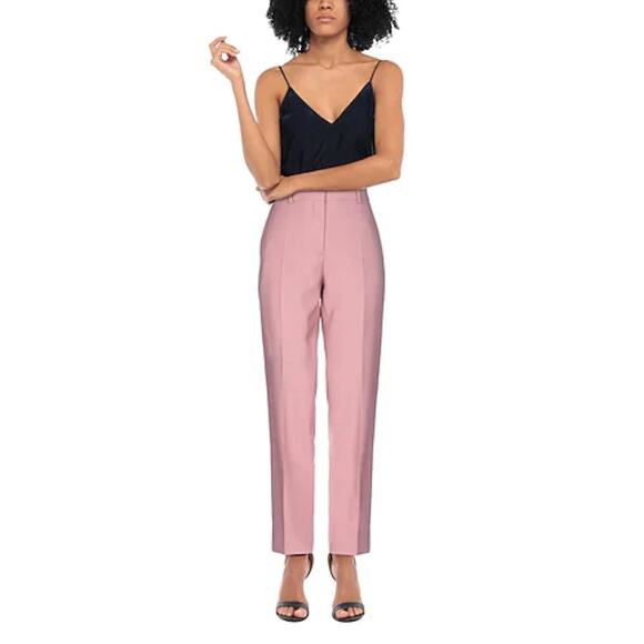 NWT Burberry Leonora 36 US 2 Wool Blend Chalk Pink Trouser Pants High Rise $690 - Picture 3 of 8